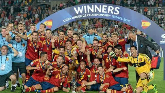 La selección española sub-21 campeona de Europa en 2013. 