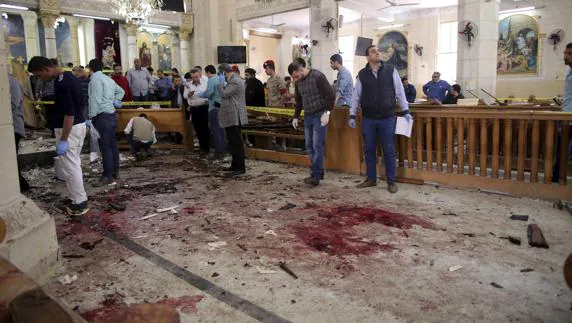Iglesia copta egipcia en que murieron 22 personas  por una bomba. 