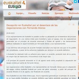 Foto: Comunicado publicado en la página web de Euskaltel Euskadi