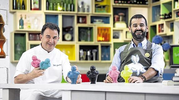 Martín Berasategui y David de Jorge en el plató del nuevo programa de Telecinco.