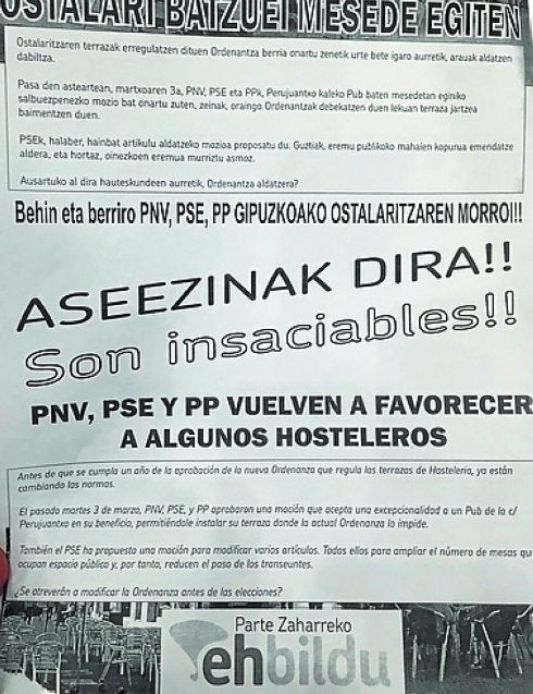 Cartel contra PSE, PP y PNV.