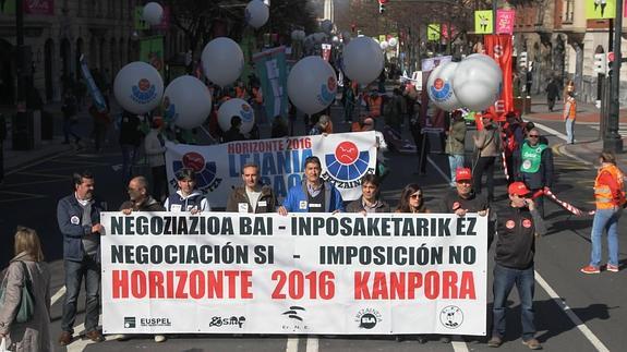 Manifestación de los sindicatos de la Ertzaintza hace un mes en Bilbao.