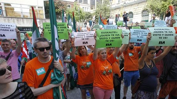 La protesta de ELA en Bilbao.