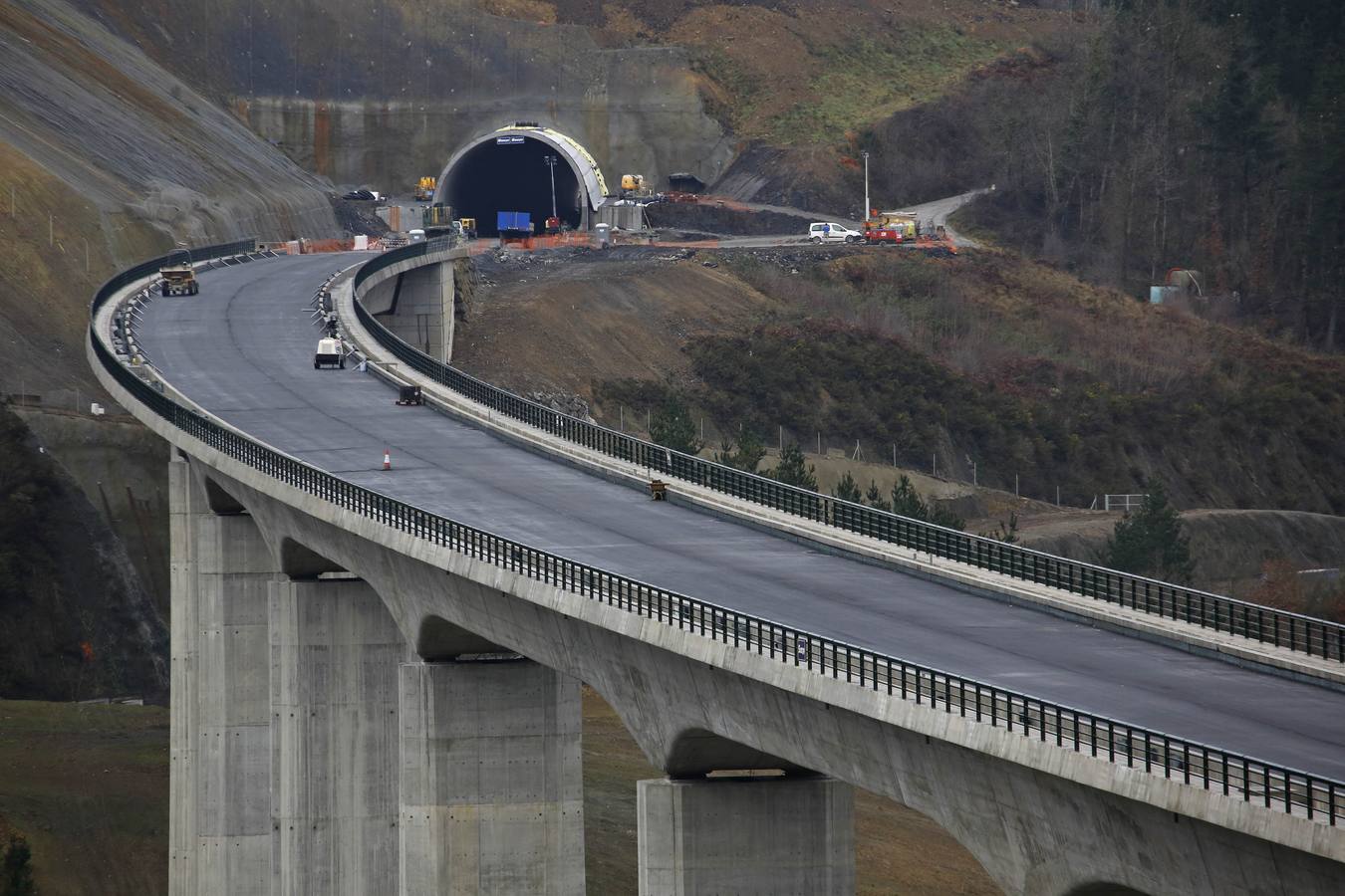 Estado de las obras del TAV en la zona de Bergara en enero de este año. 