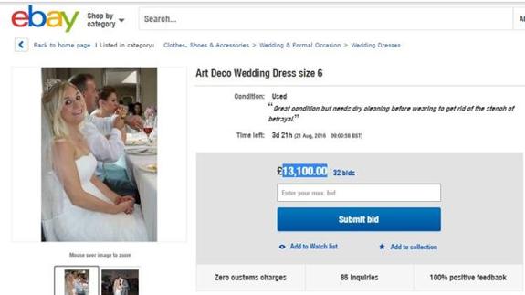Vende su vestido de novia en internet para pagar el divorcio de su marido infiel