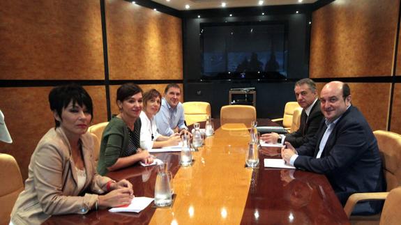 Reunión de EH Bildu y PNV hace una semana en Sabin Etxea