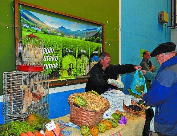 Baserriko produktuak salgai jarri zituzten.