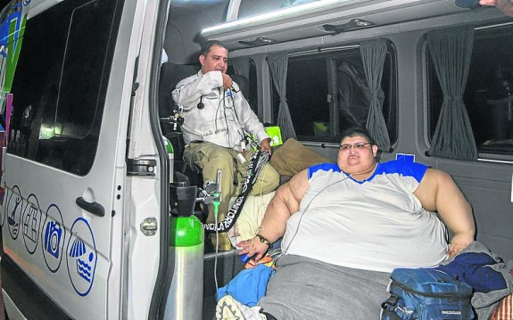 Juan Pedro Franco, en una ambulancia. 