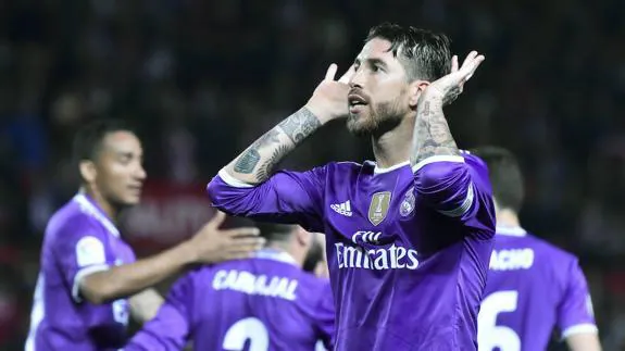 Así celebró Ramos su gol en Copa del Rey en Sevilla. 