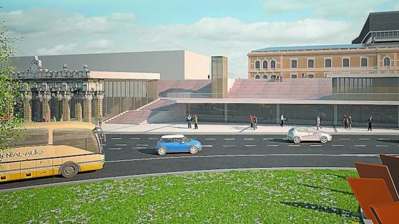 Fotomontaje de la fachada de la futura estación del TAV en Donostia.