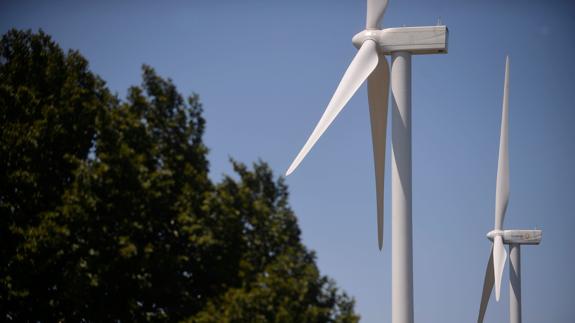 Aerogeneradores de Gamesa en la Sierra de Alaiz, cerca de Pamplona.