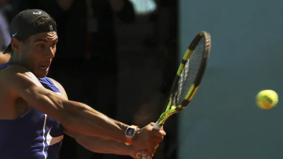 Rafael Nadal, durante un reciente entrenamiento efectuado en la Caja Mágica 