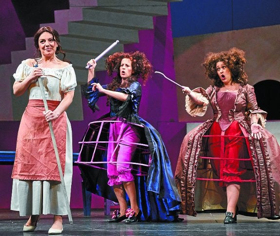 Marifé Nogales, Lucía Gómez y Haizea Muñoz, en un ensayo.