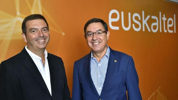 Francisco Arteche y Alberto García Erauzkin, consejero delegado y presidente de Euskaltel.