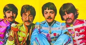 Ringo, John, Paul y George (de izquierda a derecha) en la fotografía despleglable del álbum 'Sgt. Pepper'. / MICHAEL COOPER