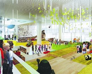 Uno de los espacios amplios y diáfanos del nuevo centro danés.