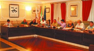 Votación. Momento de una de las votaciones sin la presencia de la edil Marisa Zubiri. ::
TXEMA