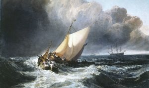 Este cuadro de William Turner muestra a varias embarcaciones haciendo frente a una galerna en el mar.
