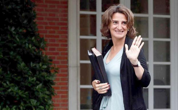 Teresa Ribera, a su llegada a la Moncloa.