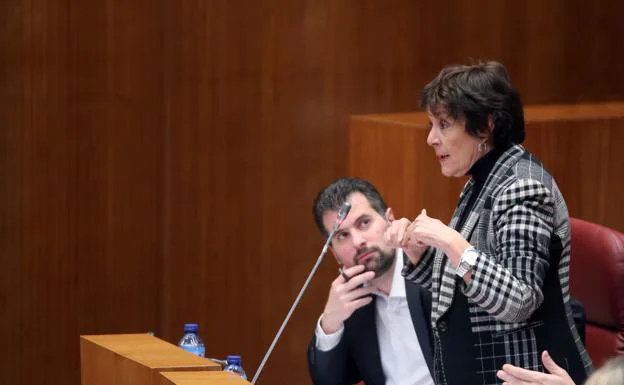 La procuradora socialista Mercedes Martín durante el Pleno de las Cortes de Castilla y León. 