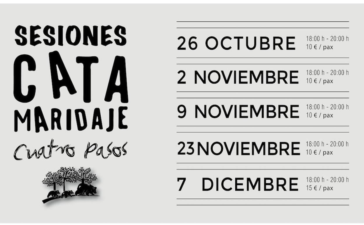 Catas, maridajes y teatro, en la programación de otoño e invierno de la bodega berciana Cuatro Pasos