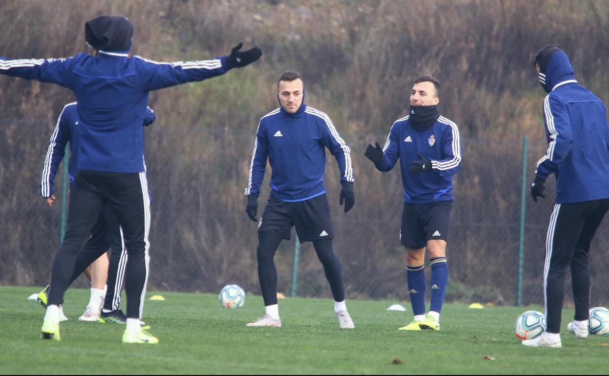 Un entrenamiento de la Ponferradina esta semana.
