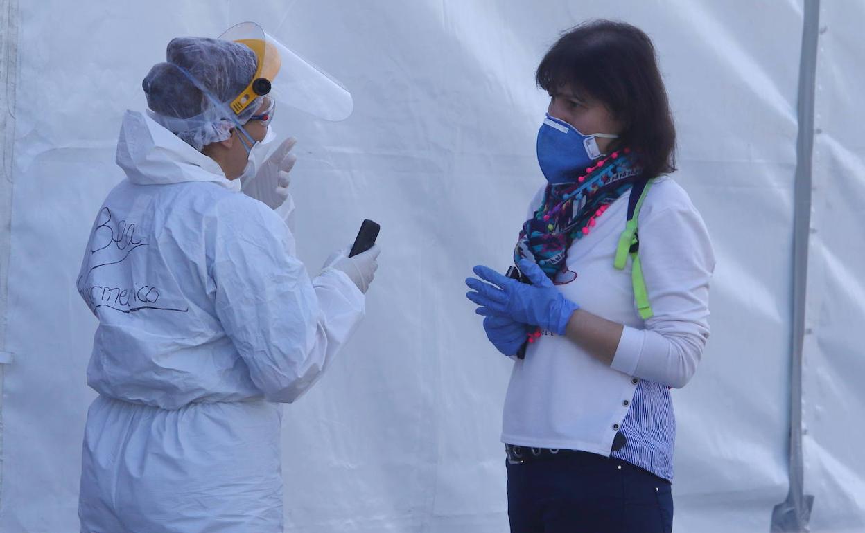 Área de triaje del coronavirus en el Hospital del Bierzo.