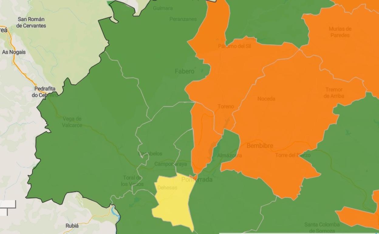 Ponferrada II, Toreno y Bembibre continúan en alerta naranja.