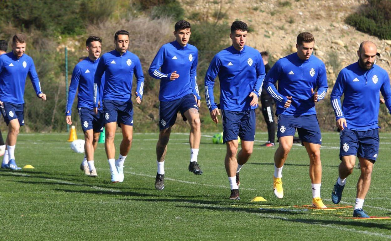 Un entrenamiento de la Ponferradina de esta temporada.