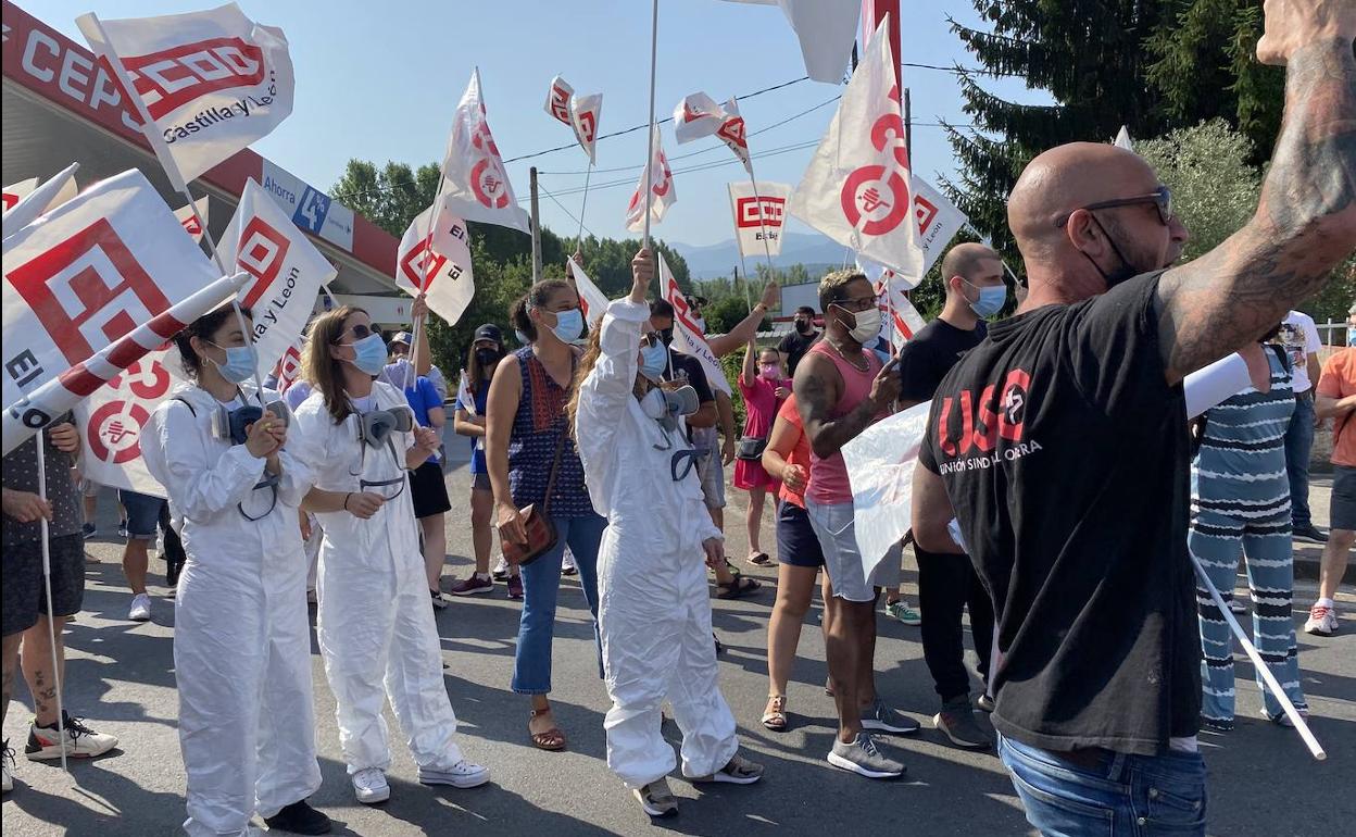 Protesta de los trabajadores de LM Windpower en Ponferrada.