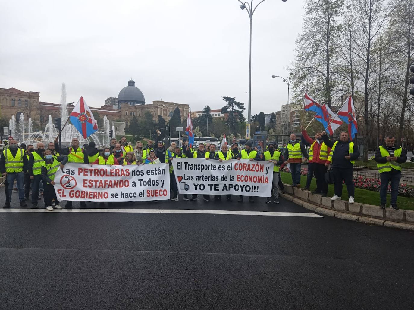 Los transportistas bercianos participaron en la manifestación de este viernes en Madrid.