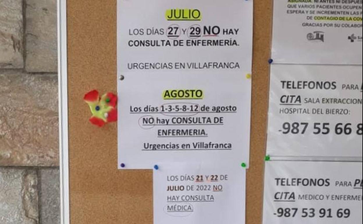 Imagen de los carteles informativos en el consultorio.