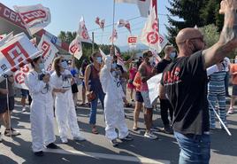 Imagen de archivo de una protesta de los trabajadores de la planta de LM Wind Power en Ponferrada.