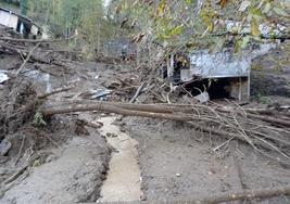 Imagen de los daños provocados por el deslizamiento de tierra en la localidad berciana de Lusio.