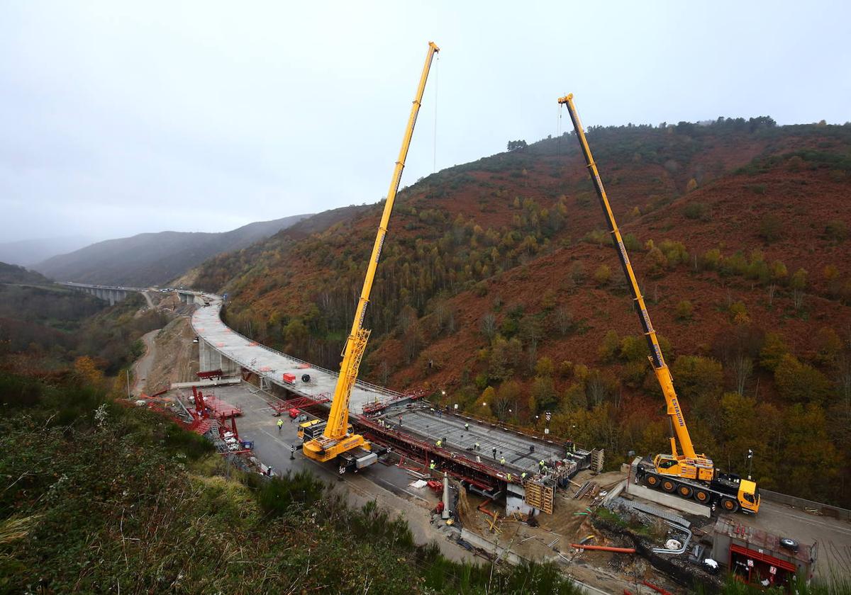 Obras del viaducto durante este mes de noviembre.