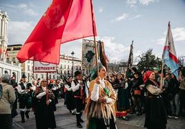 Participación de las tres agrupaciones bercianas y leonesas en el desfile de San Patricio de 2023.