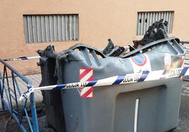 Imagen del contenedor afectado por las llamas.
