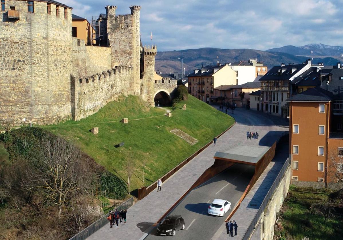 Imagen del proyecto de soterramiento de la avenida del Castillo proyectado por Coalición por El Bierzo.