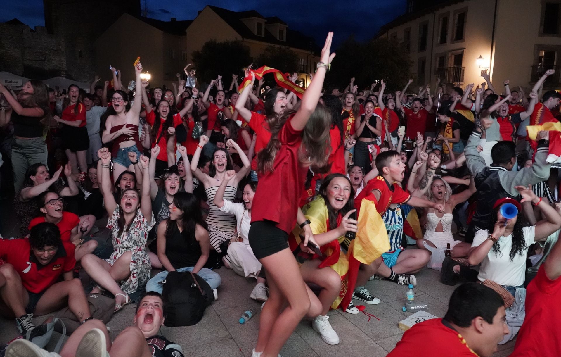 Ponferrada celebra la victoria de España en la Eurocopa.