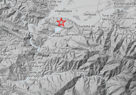 Imagen del epicentro del terremoto registrado en el municipio de Carucedo.