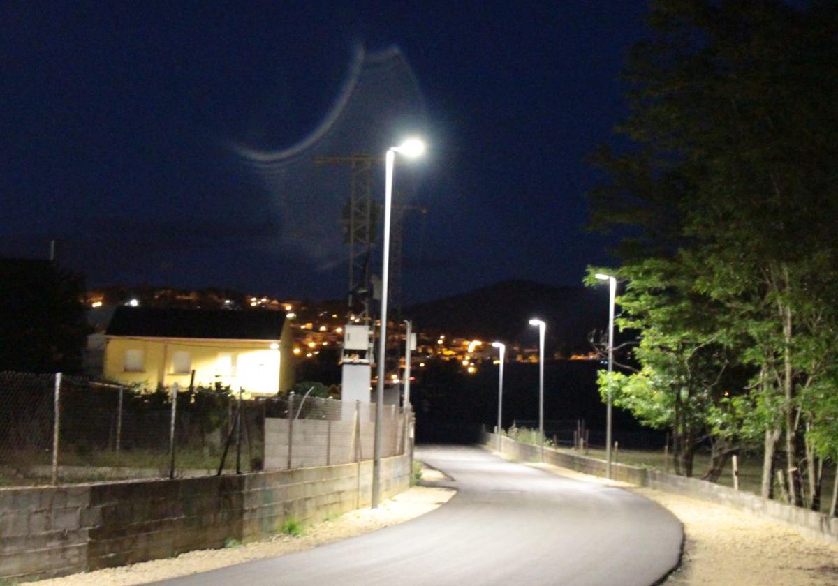 Iluminación de una calle en Ponferrada.