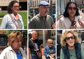 De arriba a abajo y de izquierda a derecha: Lola Jiménez, José Luis García Alejandre, Pilar González, María José Luna, José Manuel Seco junto a Mari Ángeles Álvarez y Luisa Zamora valoran el desembarco de Zara en Ponferrada.