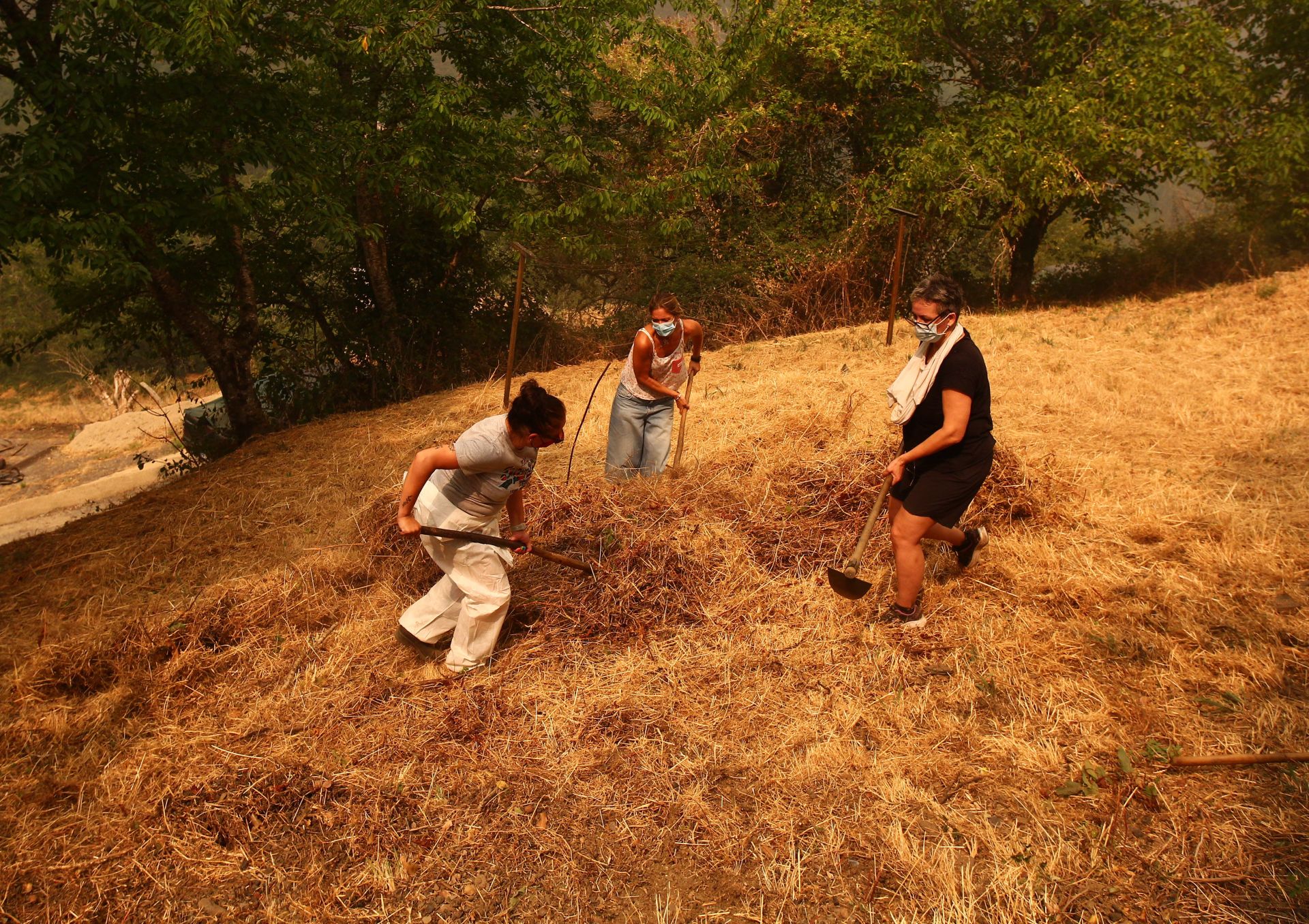 Las imágenes del desalojo de los vecinos de Lusio, por el incendio