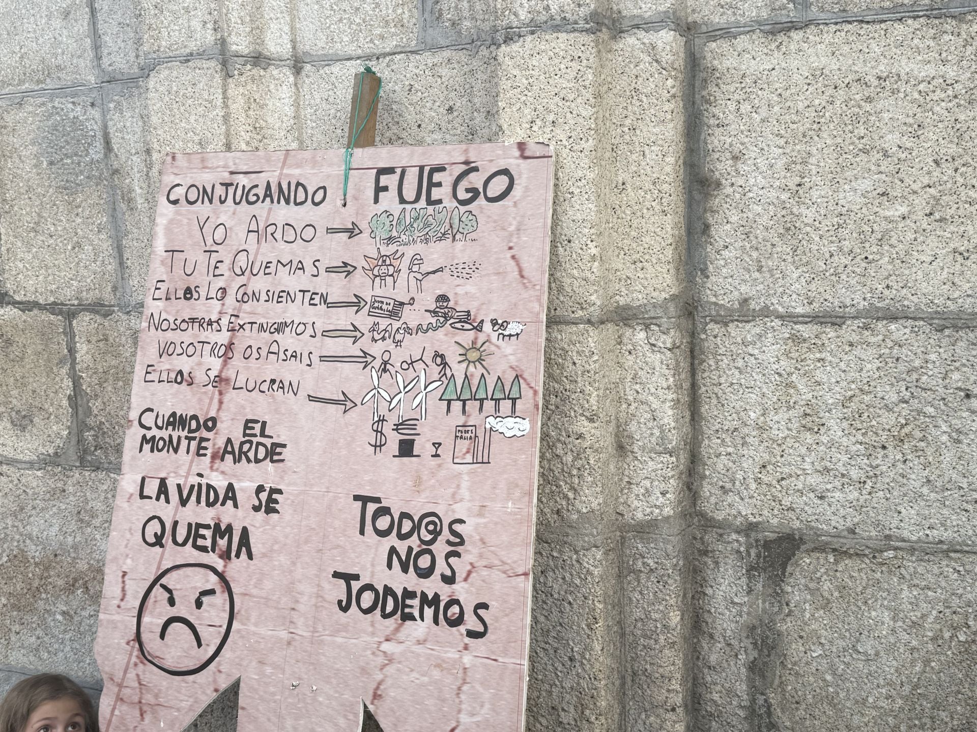 Imágenes de la Plaza del Ayuntamiento de Ponferrada durante la manifestación por la situación que sufre la comarca por los incendios.