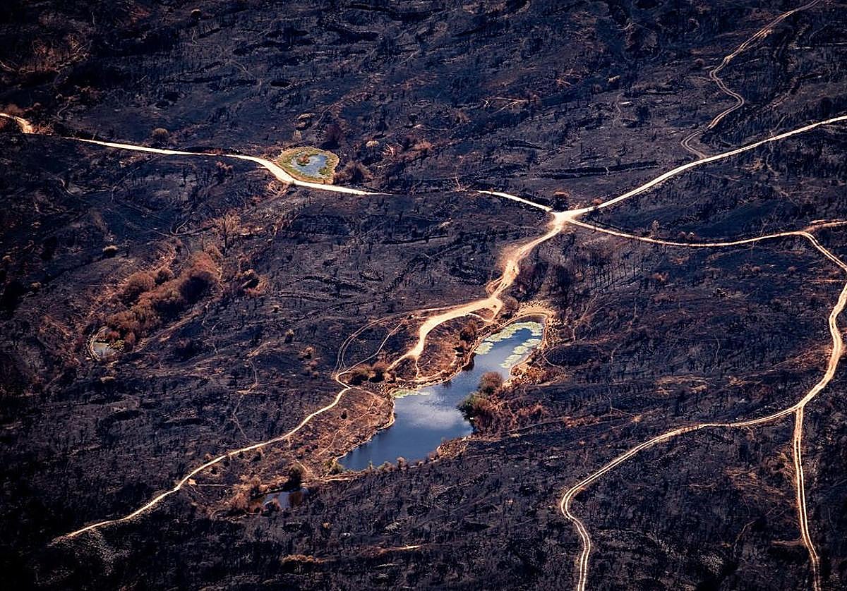 Las Médulas calcinadas, desde el aire