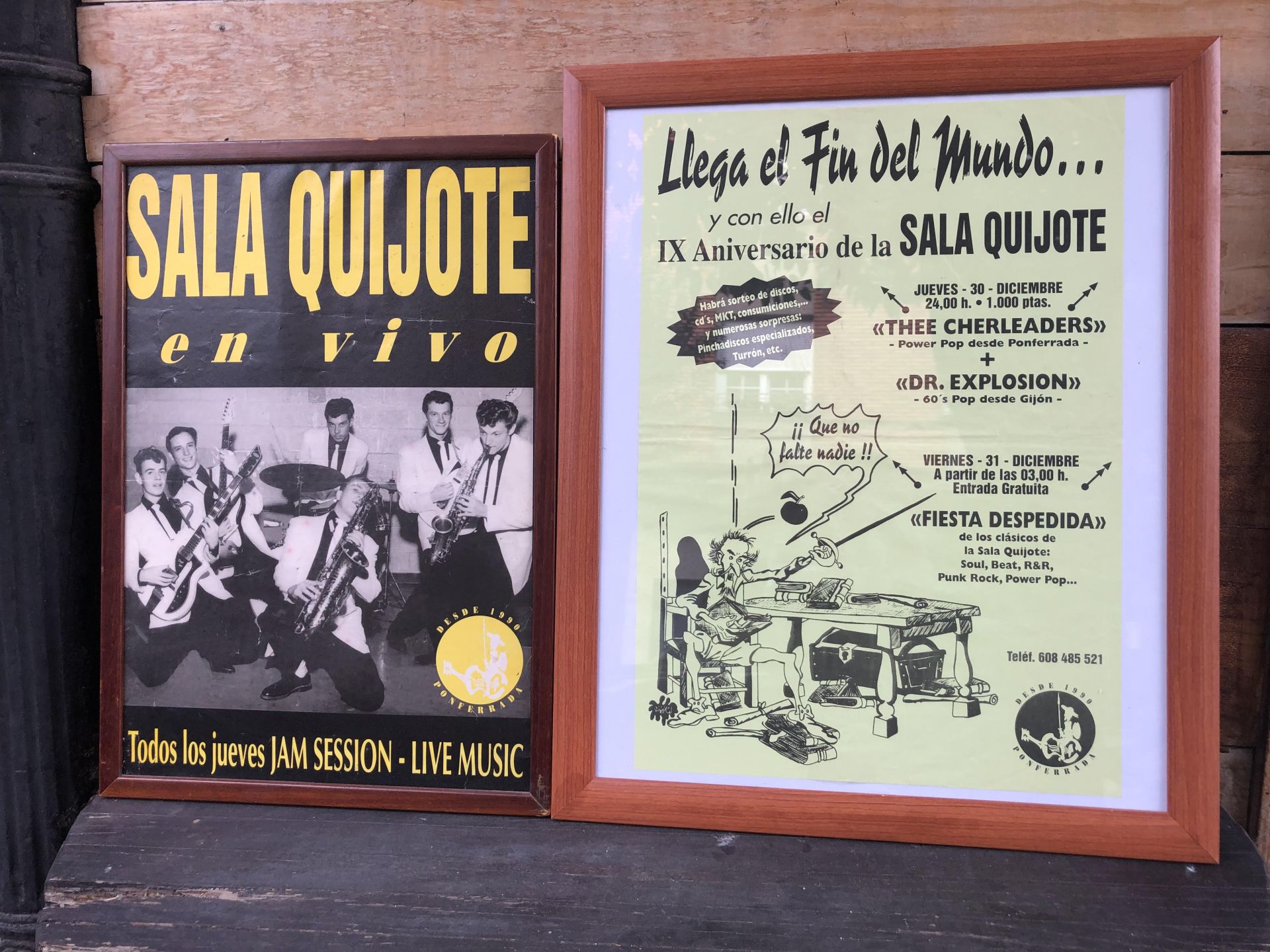 Carteles de la Jam Session y de la fiesta de despedida de la Sala El Quijote.
