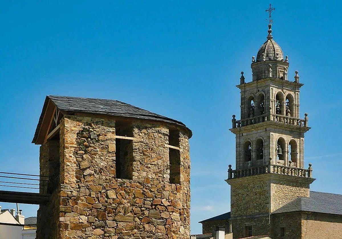 Imagen de la torre de la Basílica de la Encina vista desde el Castillo de los Templarios.