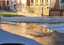 Imagen de una avería de agua en la avenida Galicia, a la altura de Fuentesnuevas.