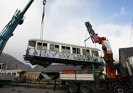 Uno de los seis vagones trasladados que formarán parte del Ponfeblino.