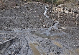 Imagen del derrumbe en la carretera de acceso a Peñalba de Santiago.
